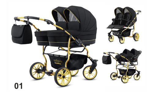 Twin pram 3in1 double buggy - 3in1,